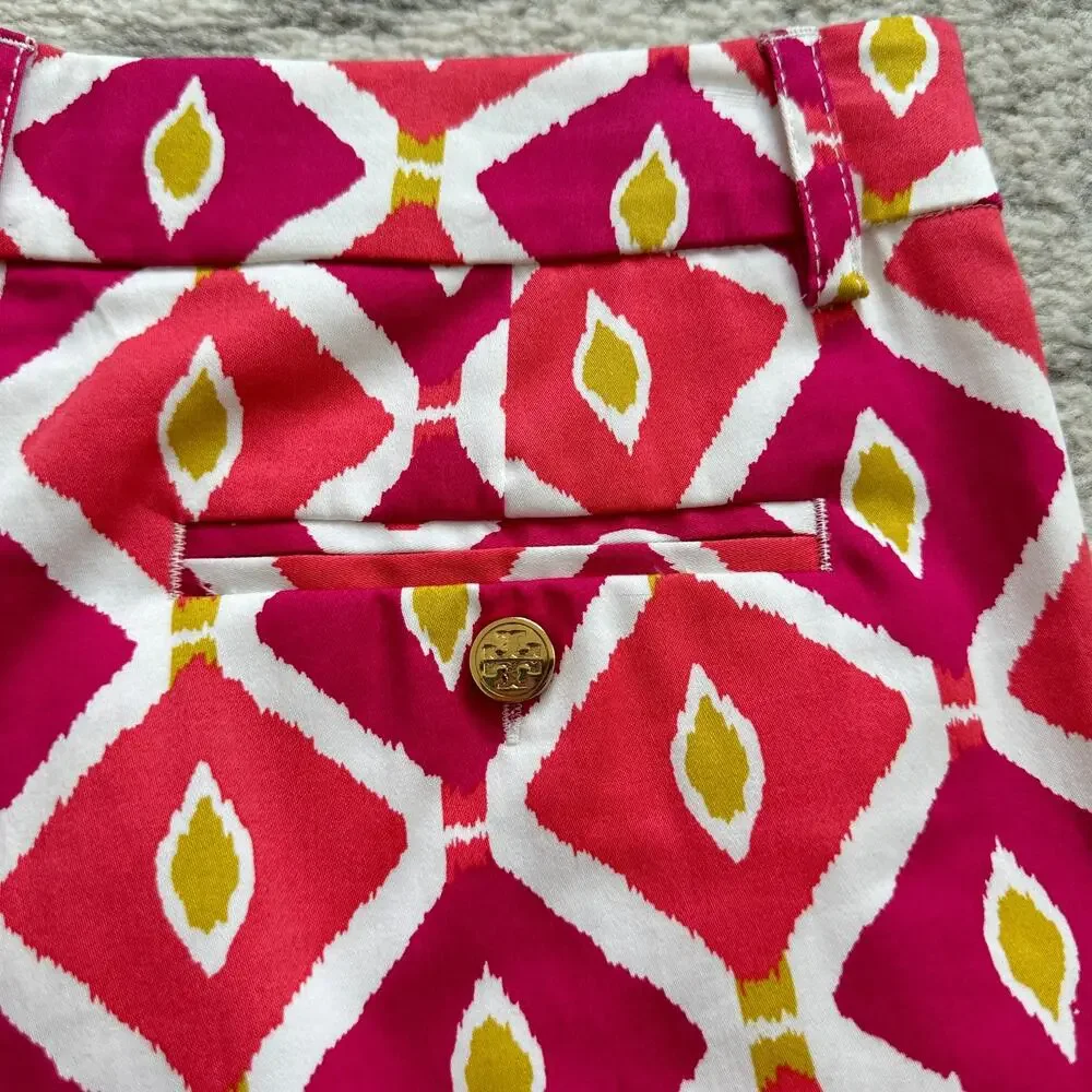 NWT Tory Burch Pink Diamond Print High Rise Flint Shorts Size 4